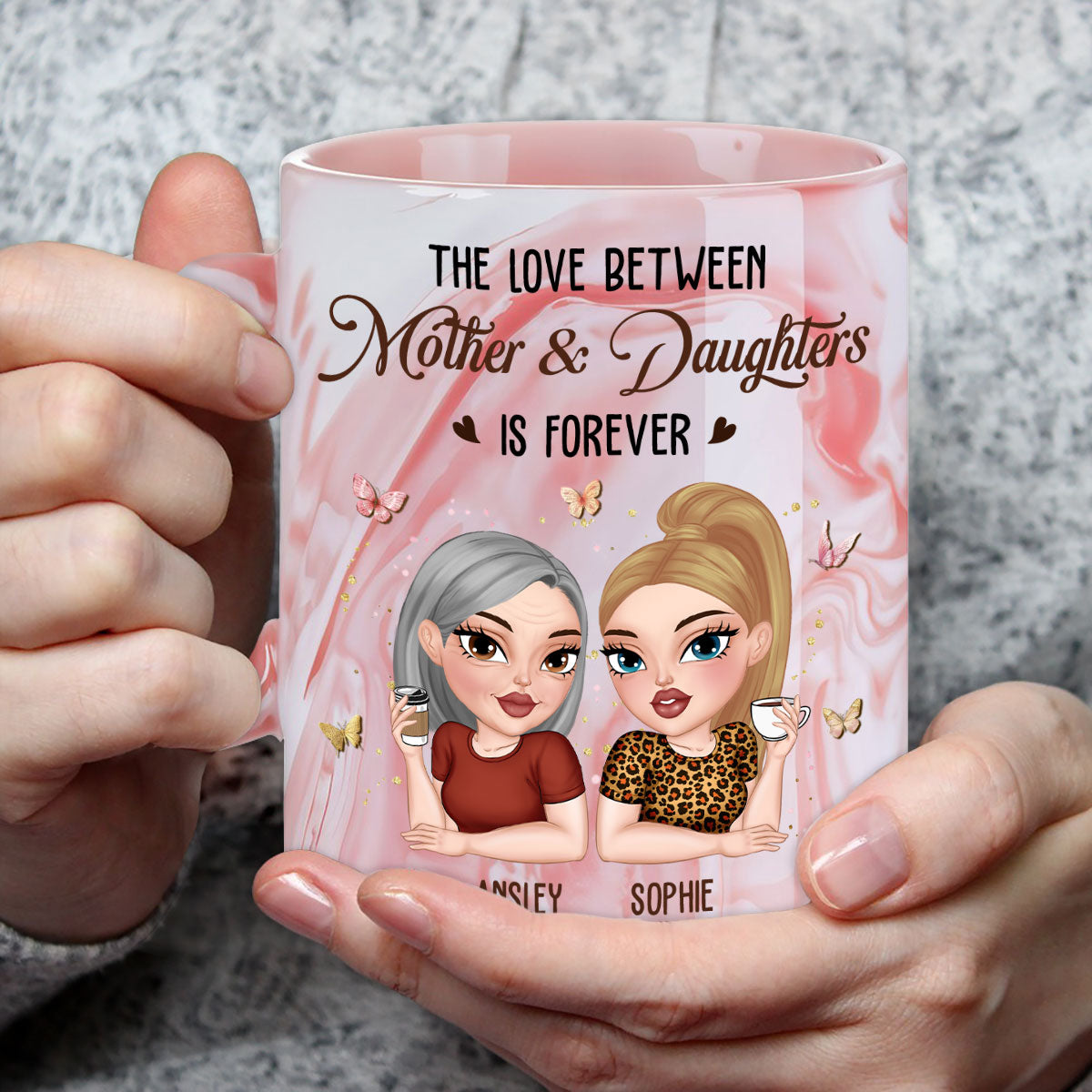 Love Last Forever - Personalized Custom Pink Marble Mug