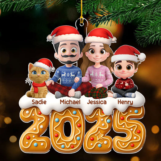 Family Of The Year Cat Version - Personalized Custom Acrylic Ornament