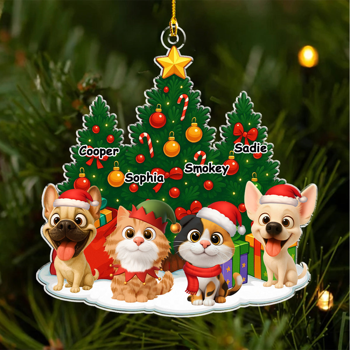 Pet Under Christmas Tree - Personalized Custom Acrylic Ornament