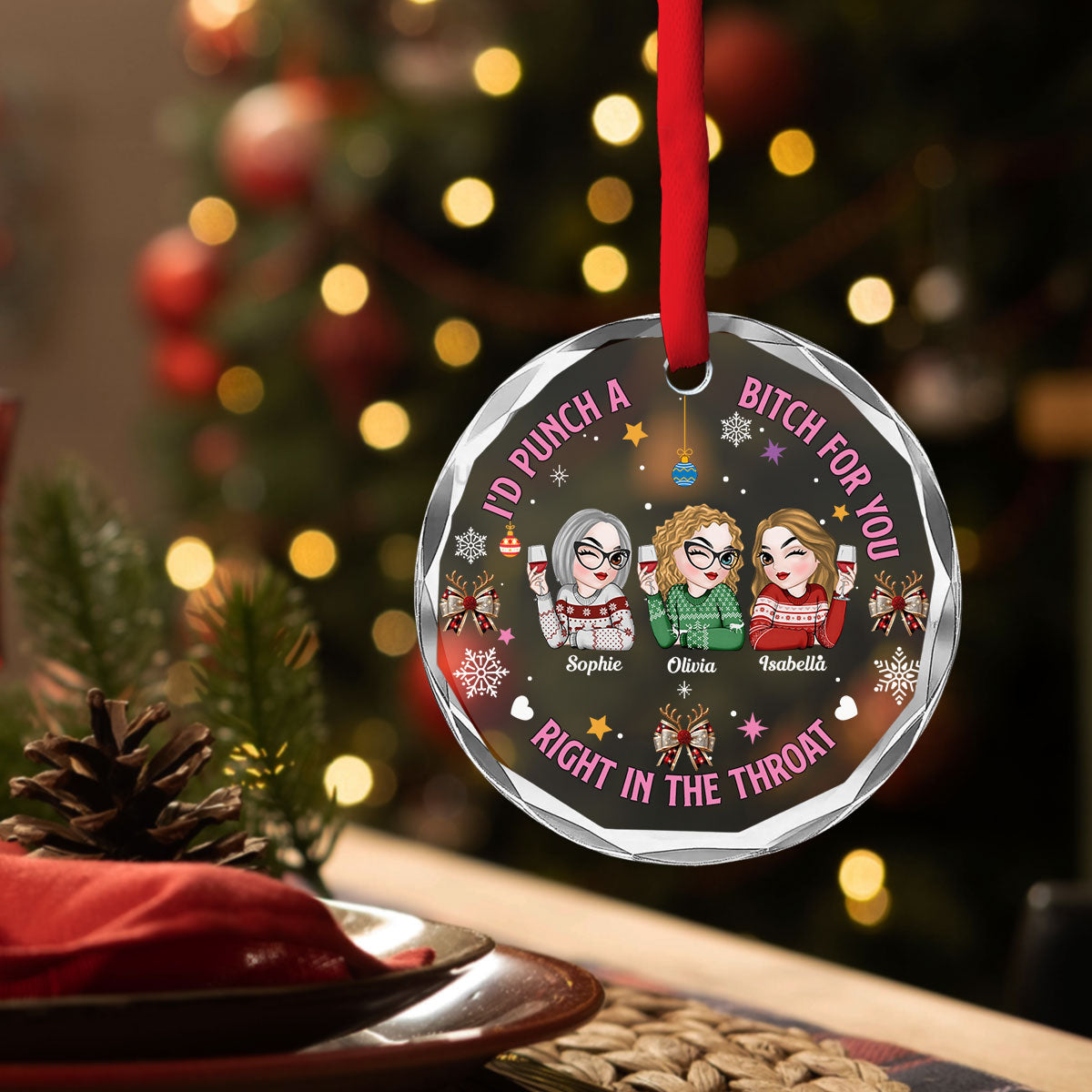 Right In The Throat - Personalized Custom Glass Ornament
