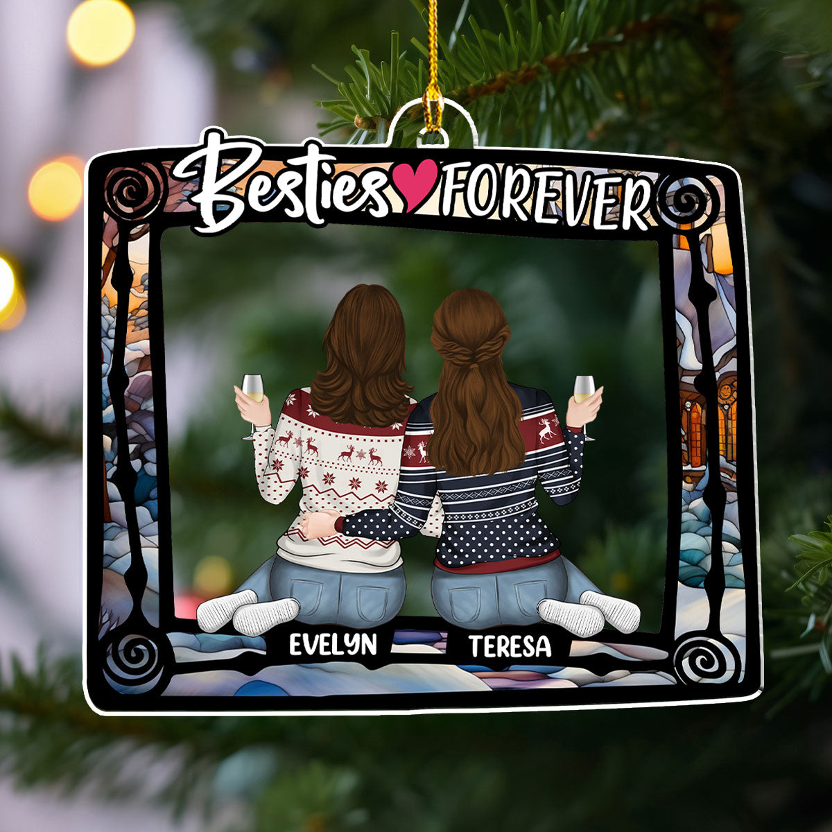 Besties Always And Forever - Personalized Custom Acrylic Ornament