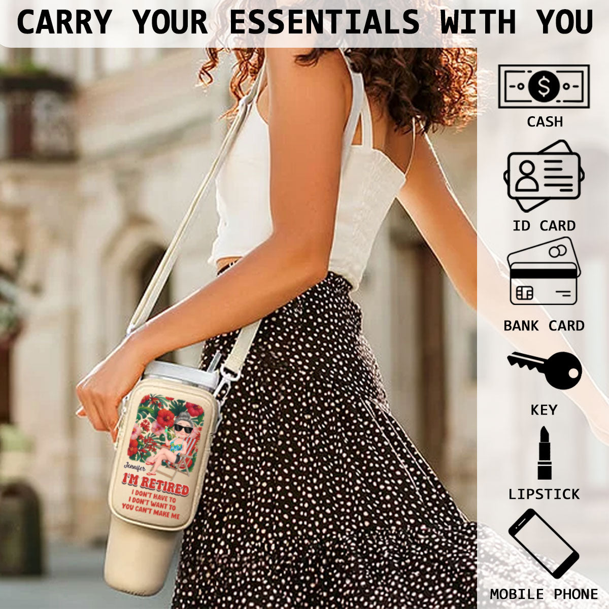 I Am Retired - Personalized Custom Water Bottle Carrier Bag