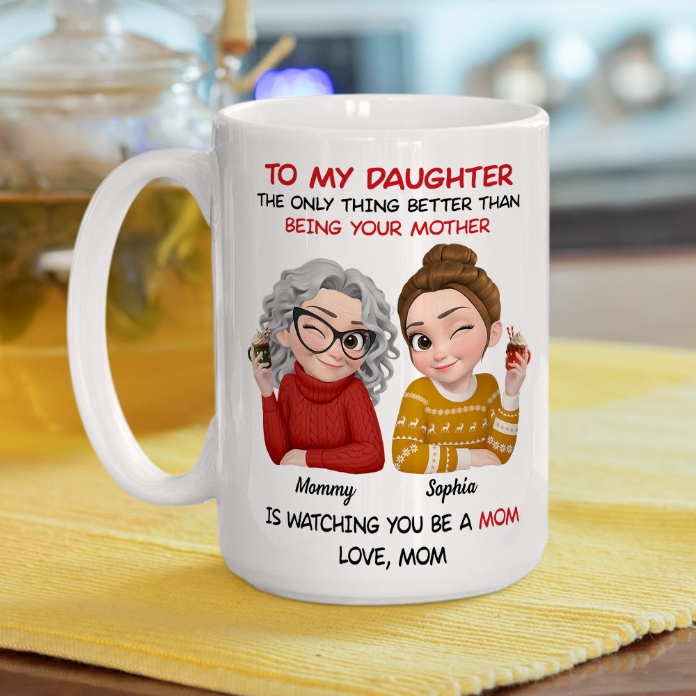 To My Daughter Cartoonize Christmas - Personalized Custom Coffee Mug