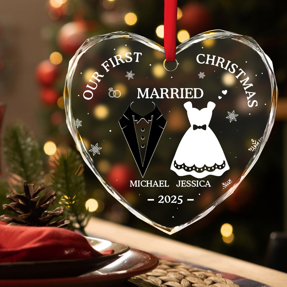 Our First Xmas Together - Personalized Custom Glass Ornament