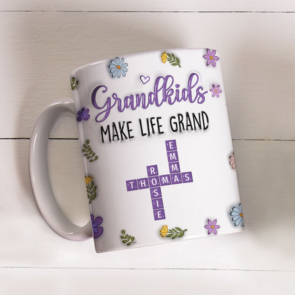 Grandkids Make Life Grand Crossword Puzzle - Personalized Custom 3D Inflated Effect Mug