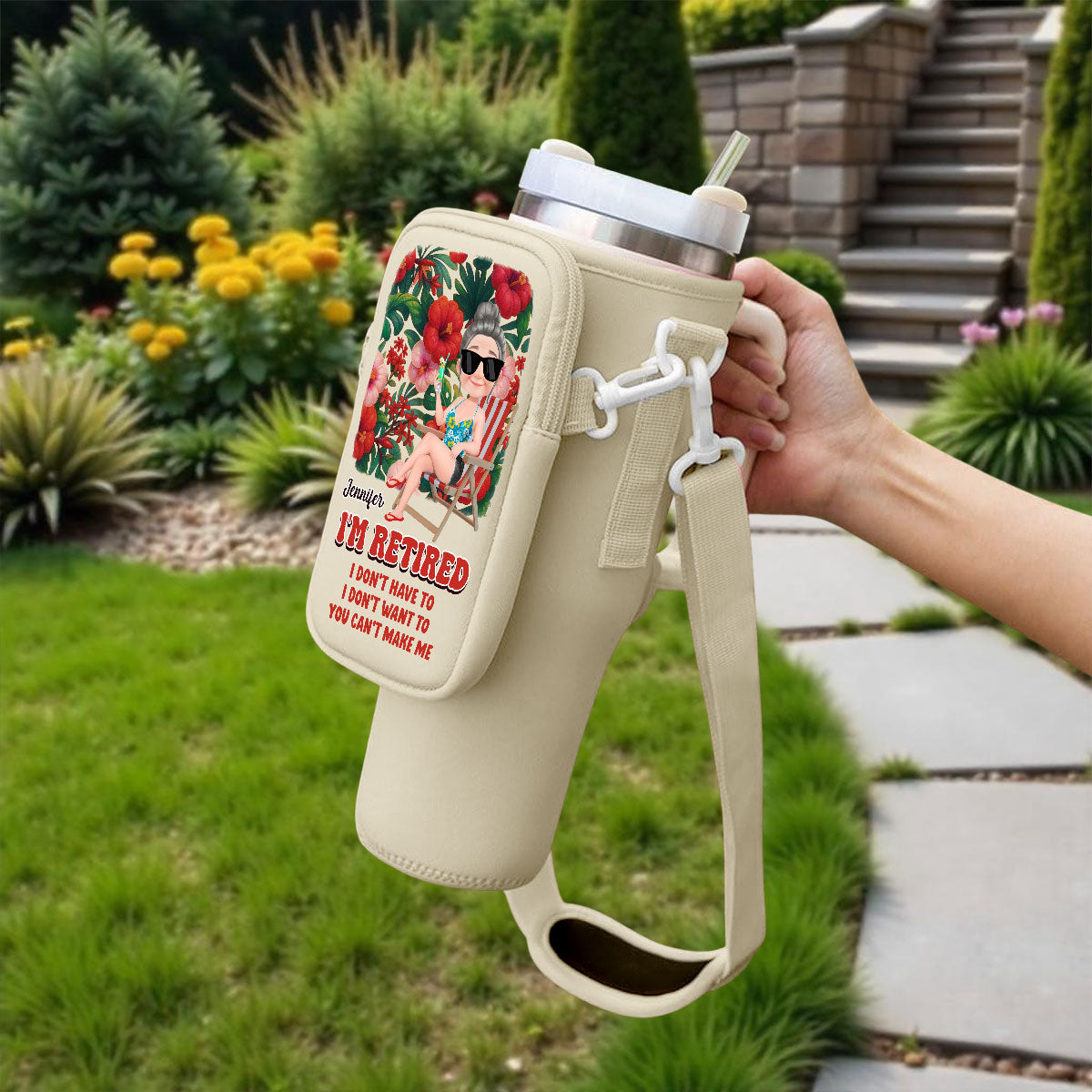 I Am Retired - Personalized Custom Water Bottle Carrier Bag