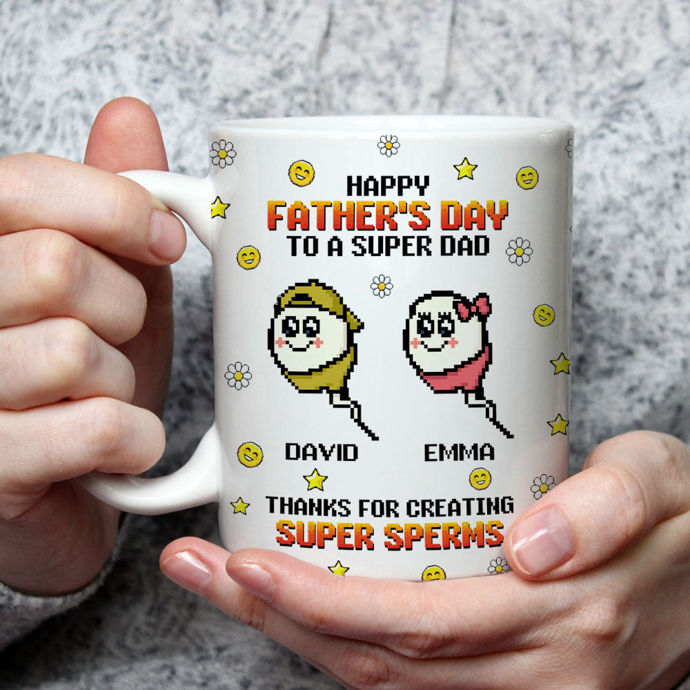 Thanks To Super Dad - Personalized Custom Coffee Mug