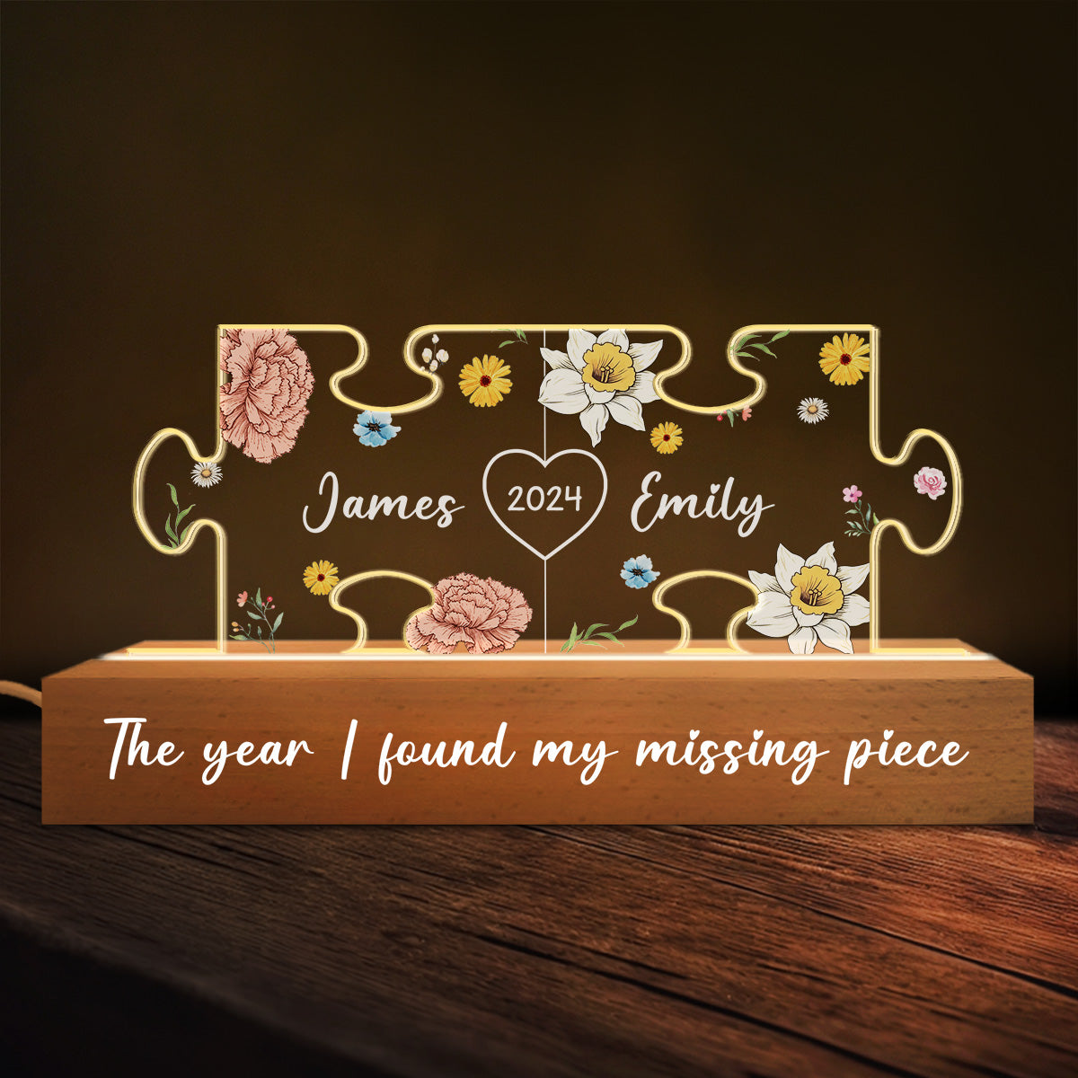 My Missing Piece - Personalized Custom Acrylic 3D LED Night Light