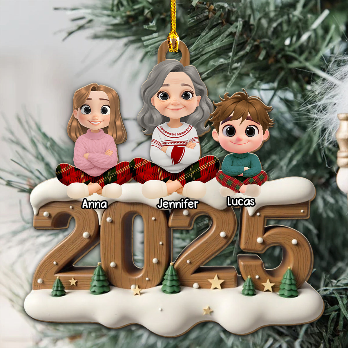 Your Grandma This Year Onwards - Personalized Custom 3D Effect Wood Ornament