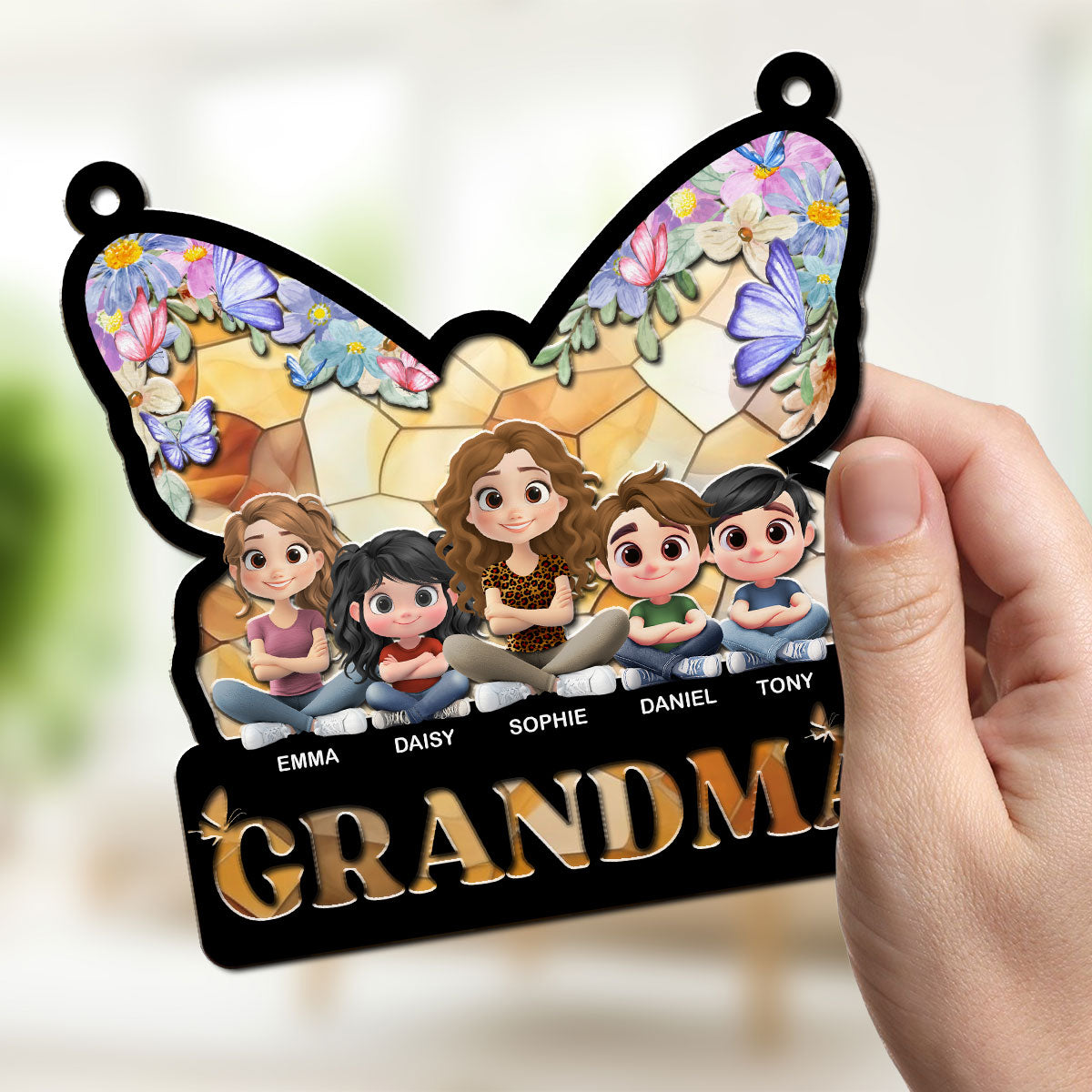 Grandma Mom You Are The Reason Behind My Smile - Personalized Custom Suncatcher