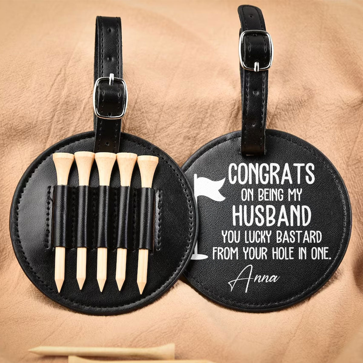 Congrats On Being My Husband - Personalized Custom Golf Tee Bag