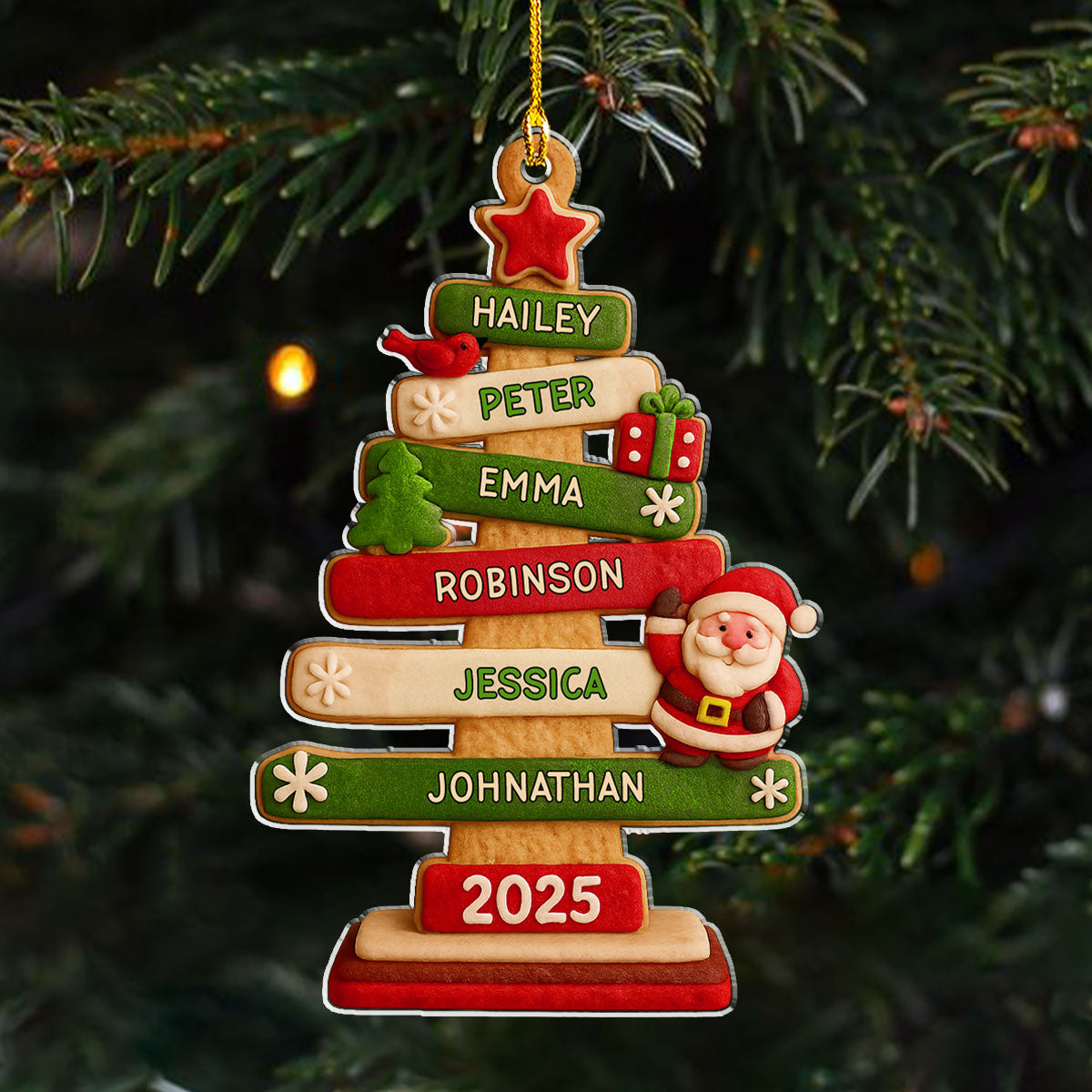 Family Names Christmas Holiday - Personalized Custom Acrylic Ornament