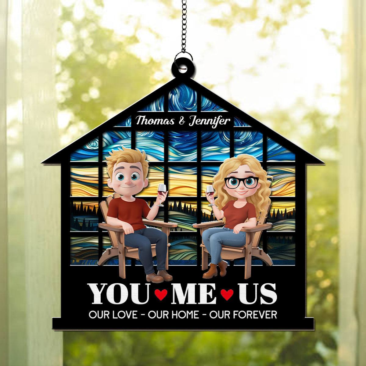 Home Begins With Our Love -  Personalized Custom Suncatcher