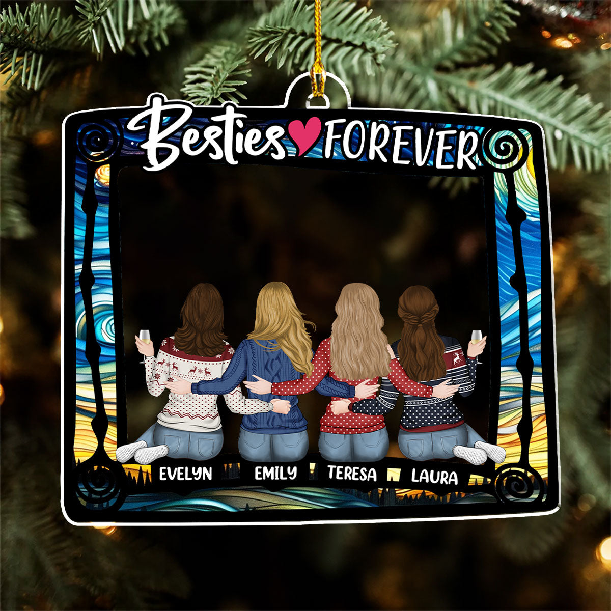 Besties Always And Forever - Personalized Custom Acrylic Ornament