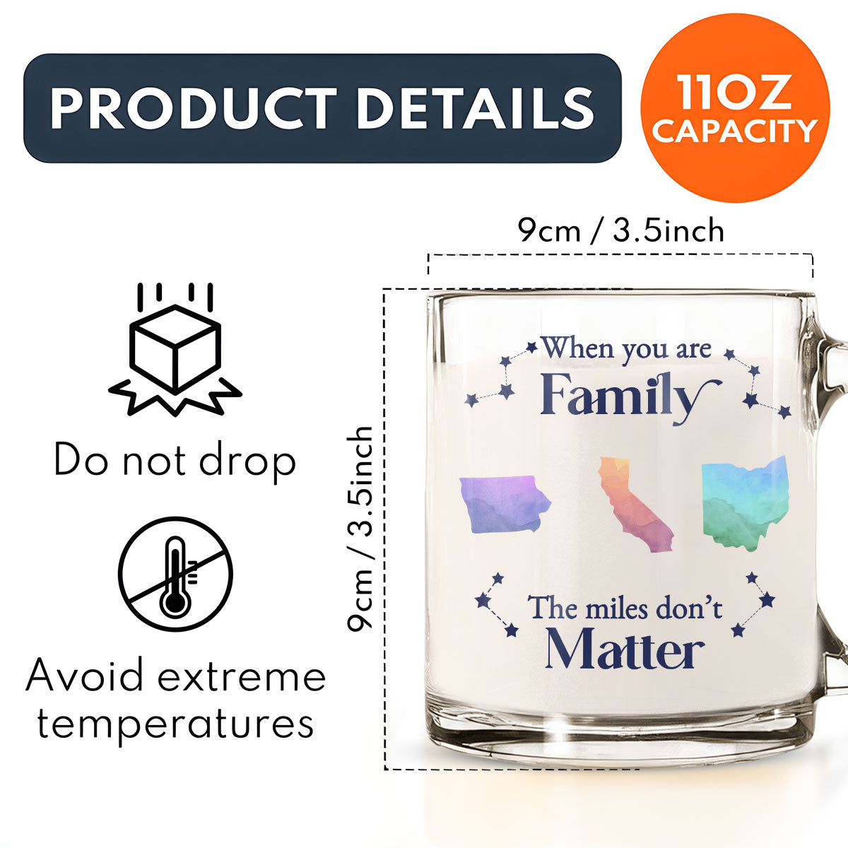 Distance Cannot Weaken The Bonds Of Family - Personalized Custom Glass Mug