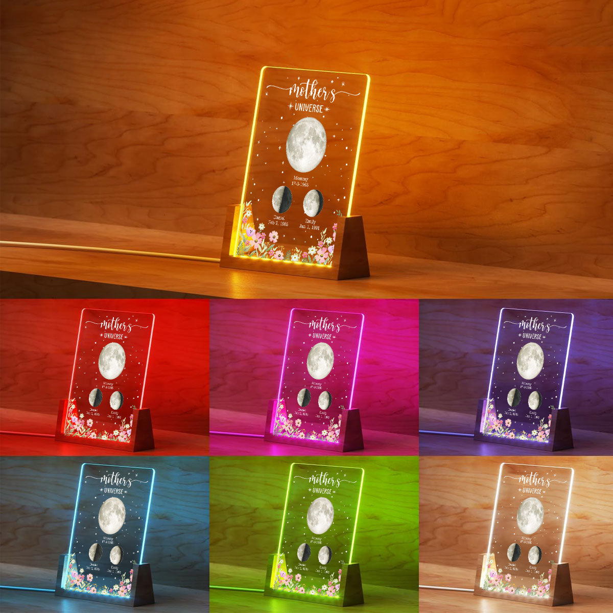 Momma Love Brighter Than Moon - Personalized Custom Plaque With Walnut Base