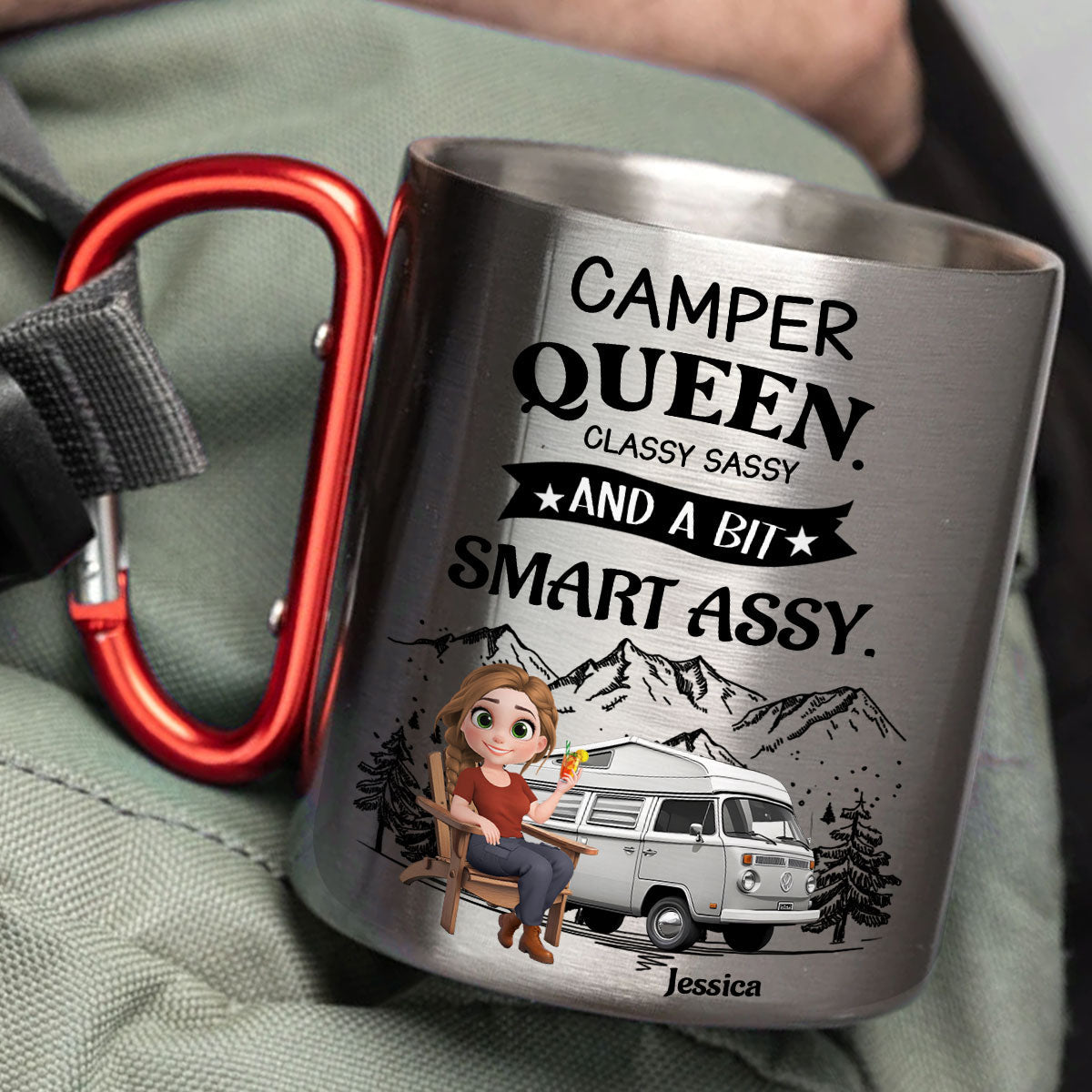 Queen Of The Campsite - Personalized Custom Carabiner Mug