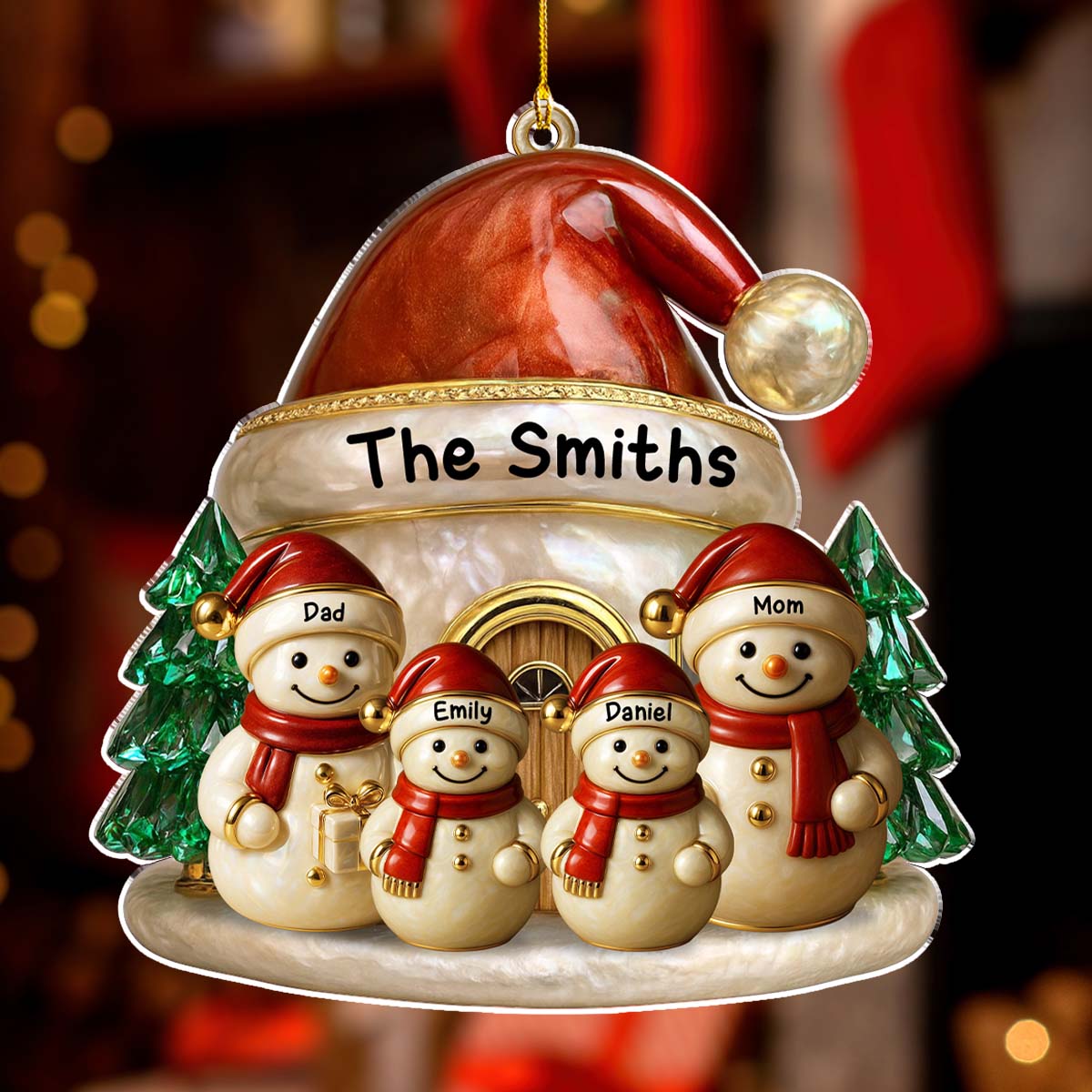 Family Christmas Brings Lasting Joy - Personalized Custom 3D Inflated Effect Acrylic Ornament