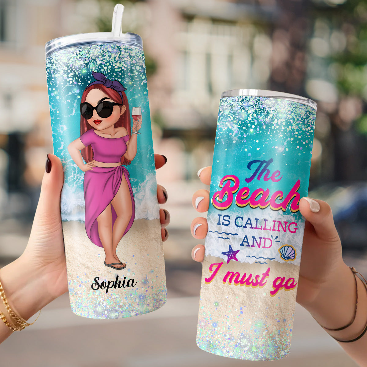 Beach Is Calling - Personalized Custom Skinny Tumbler