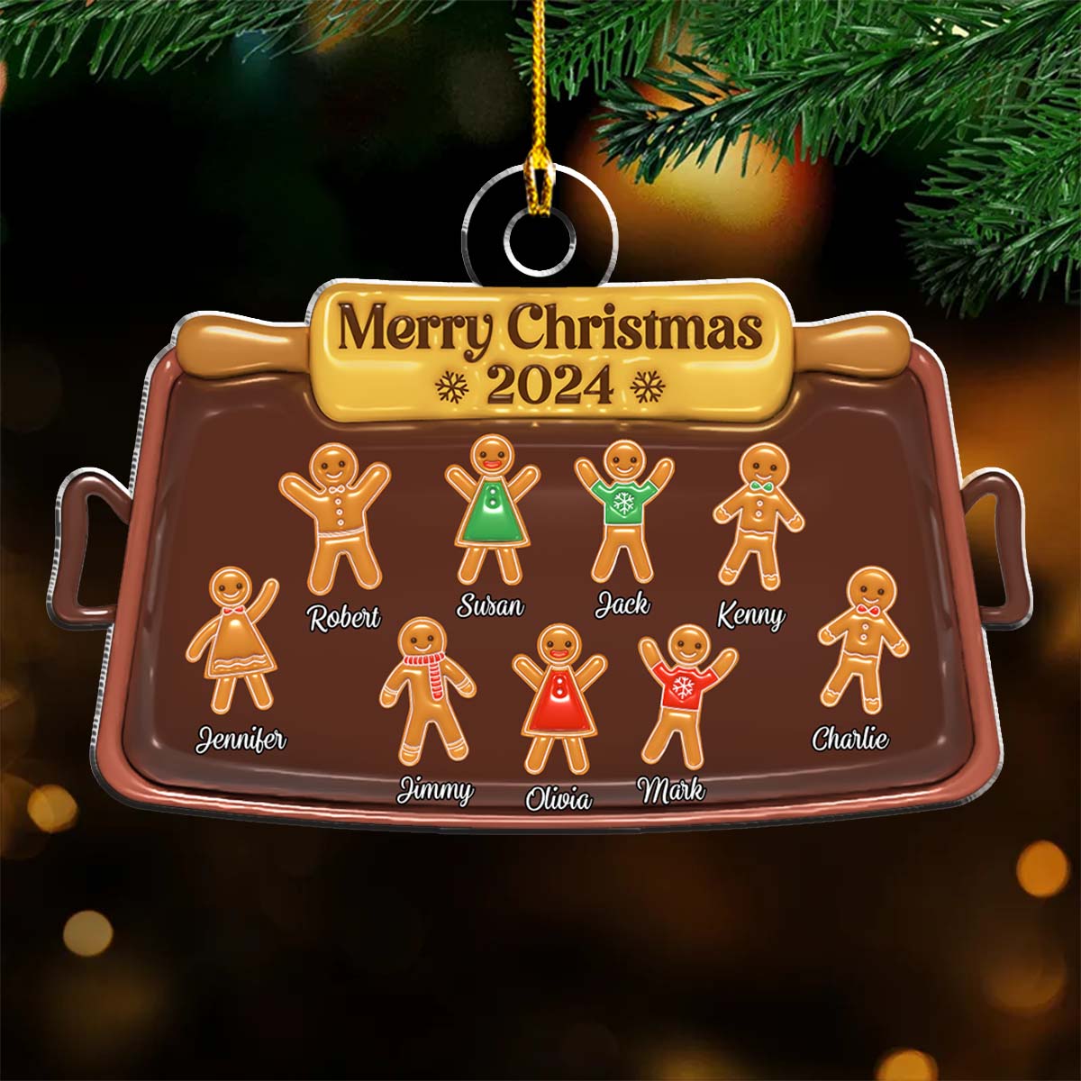 Gingerbread Christmas - Personalized Custom 3D Inflated Effect Acrylic Ornament