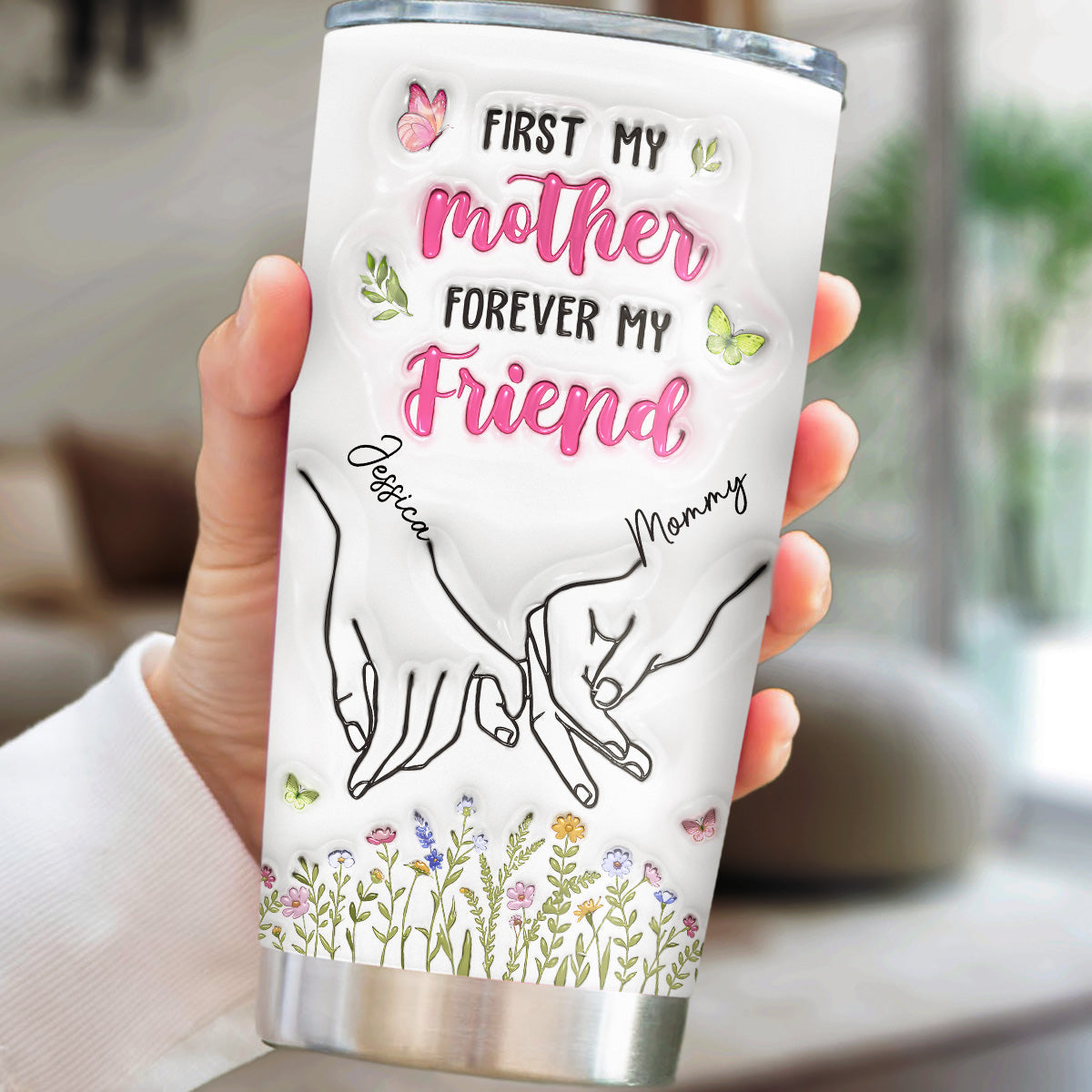 First My Daughter Forever My Friend - Personalized Custom 3D Inflated Effect Tumbler