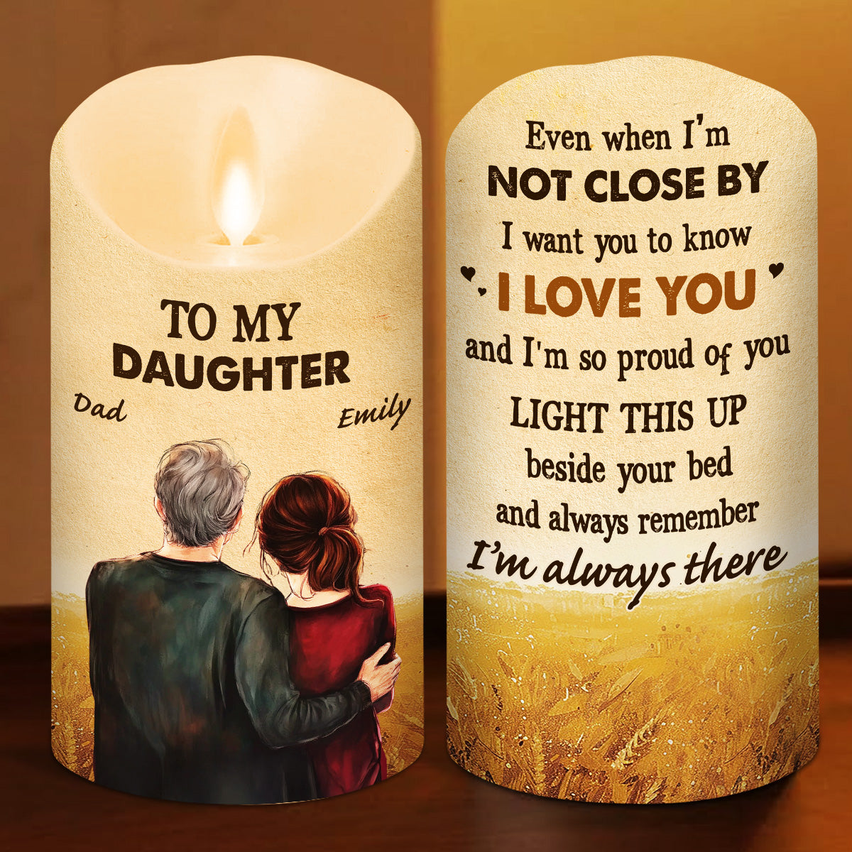 To My Daughter Love Dad - Personalized Custom LED Candle