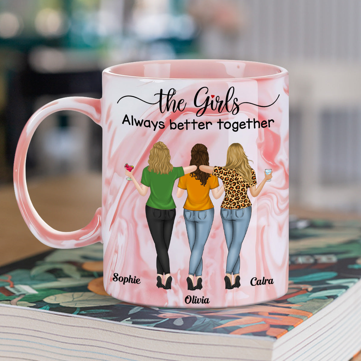 The Girls - Personalized Custom Pink Marble Mug