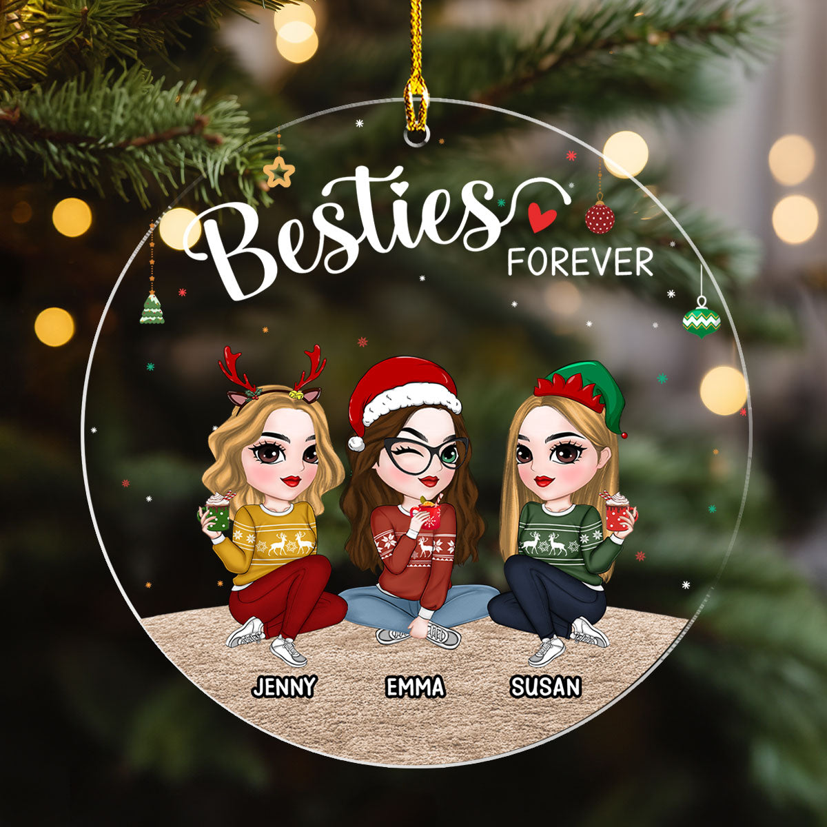 Sisters Forever - Personalized Custom Acrylic Ornament