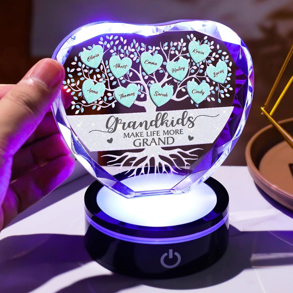 Lovely Grandkids - Personalized Custom Crystal Led Light