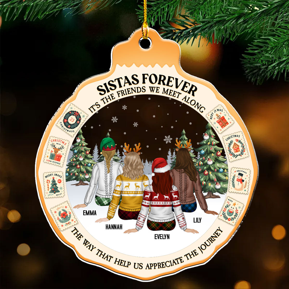 Distant Sisters - Personalized Custom Acrylic Ornament