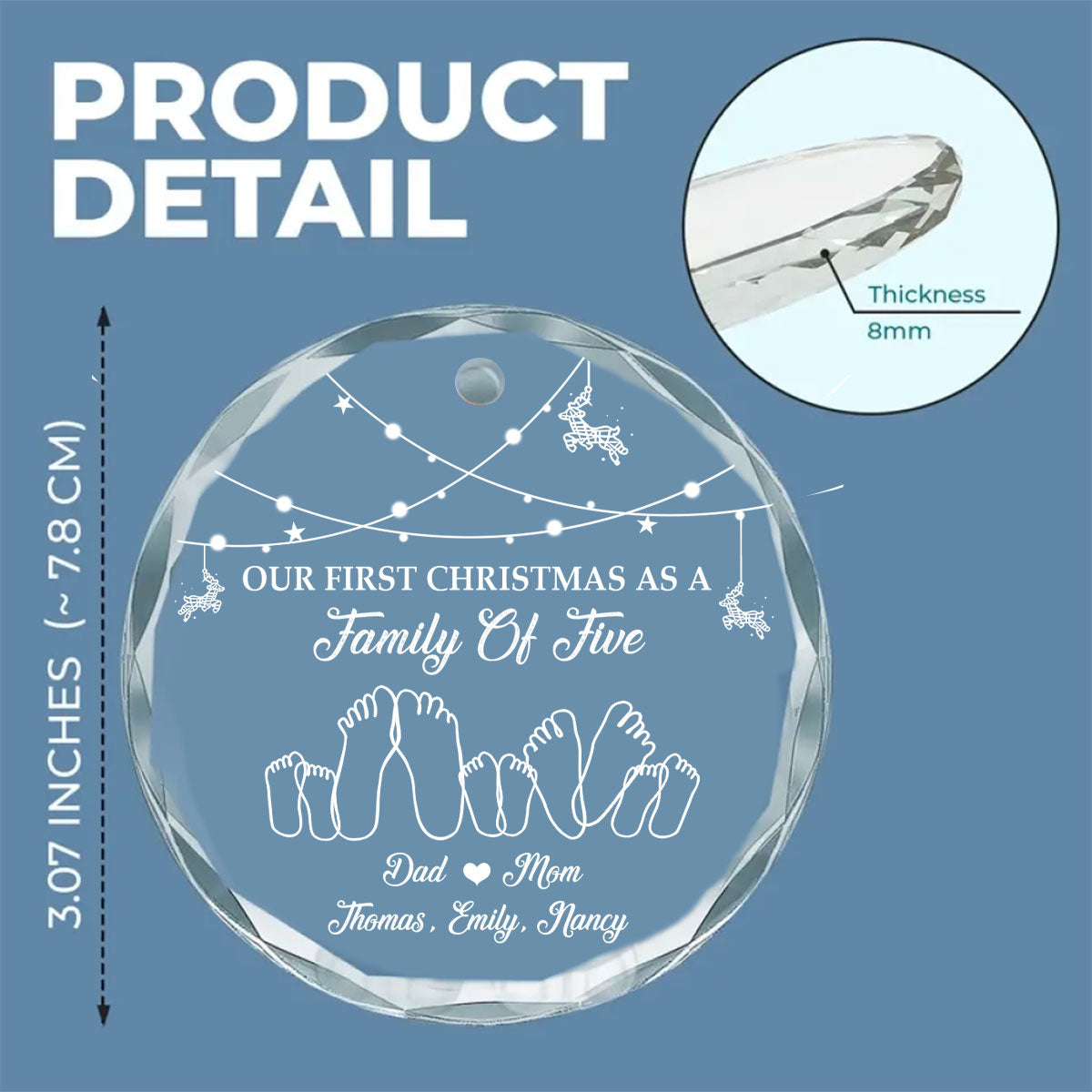 As A Family Of Three - Personalized Custom Glass Ornament