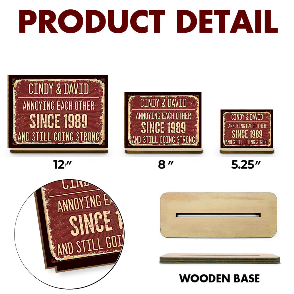 Annoying Each Other  - Personalized Custom 2-Layer Wood Plaque With Flat Base