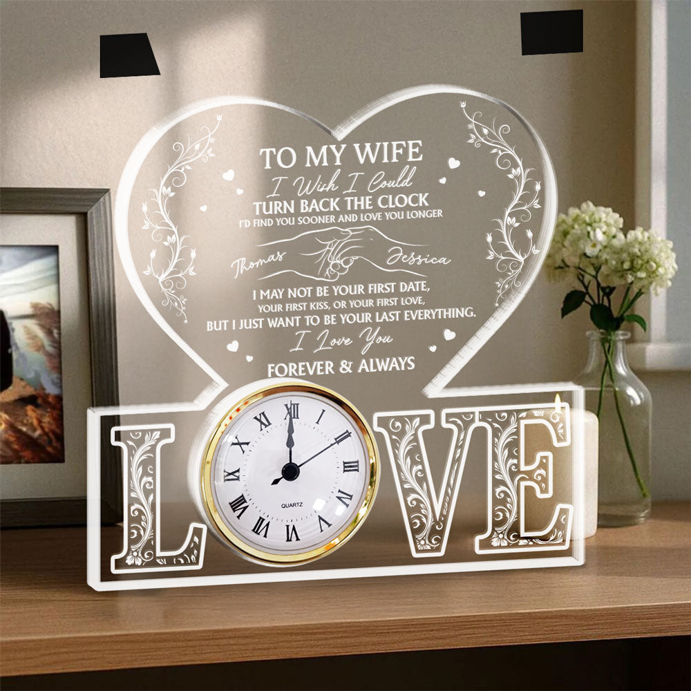 Turn Back The Clock - Personalized Custom Acrylic Desk Clock Plaque