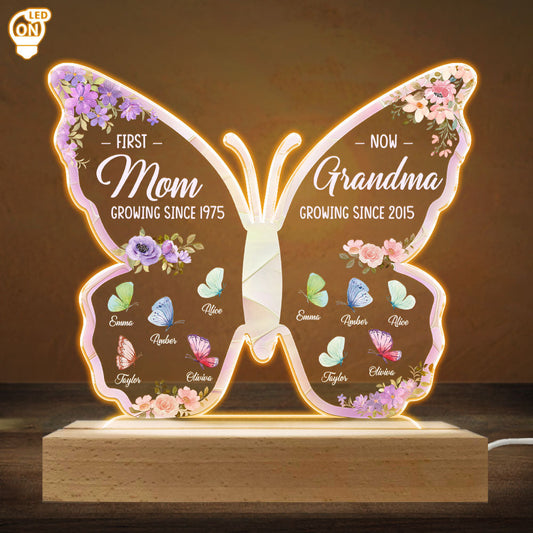 First Mom Now Great Grandma - Personalized Custom LED Light