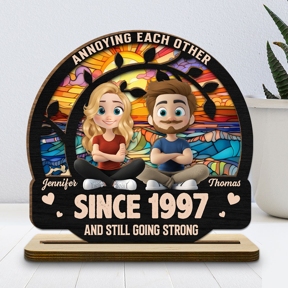 Love You Forever - Personalized Custom 2-Layer Wood Plaque With Flat Base