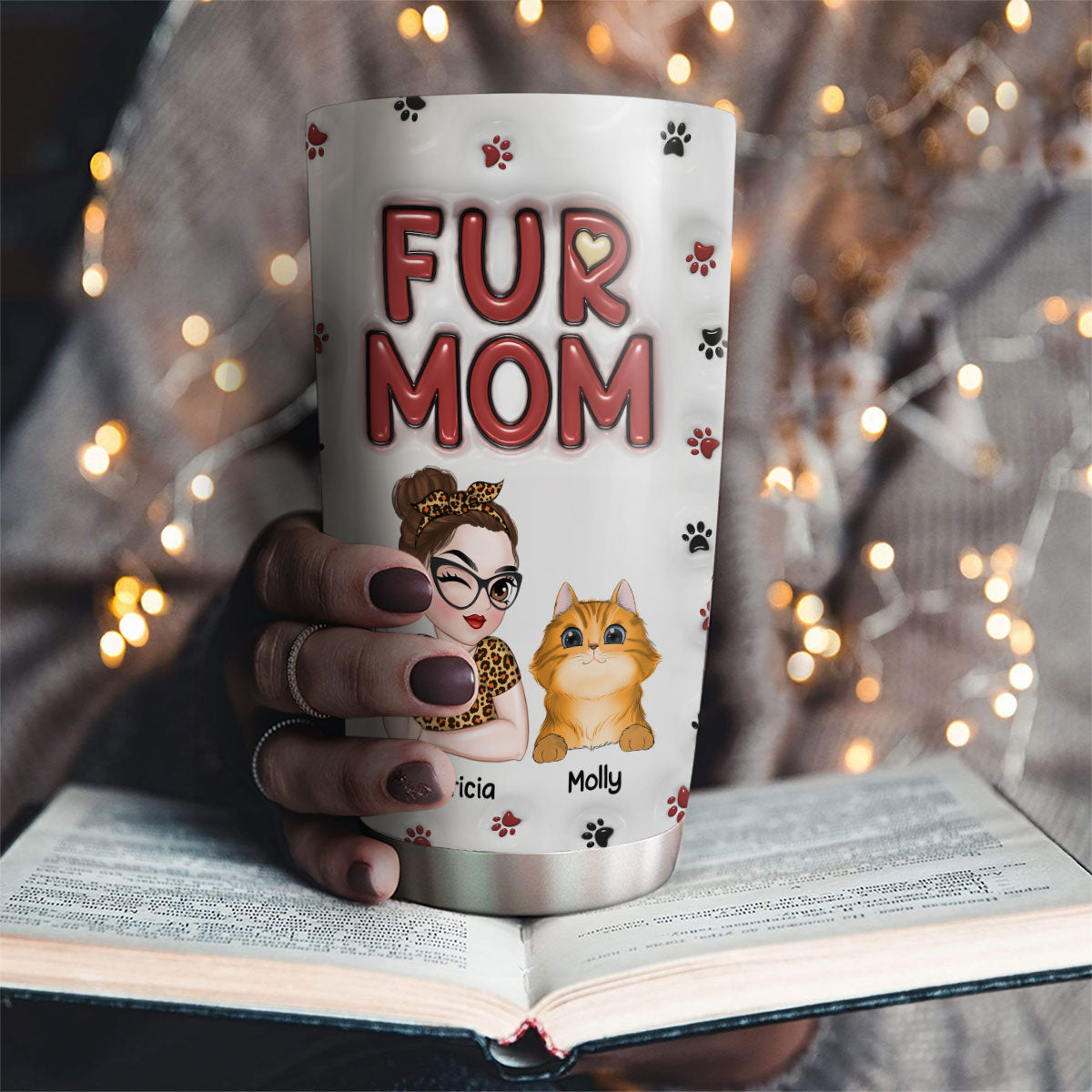 Lovely Fur Mom - Personalized Custom 3D Inflated Effect Tumbler