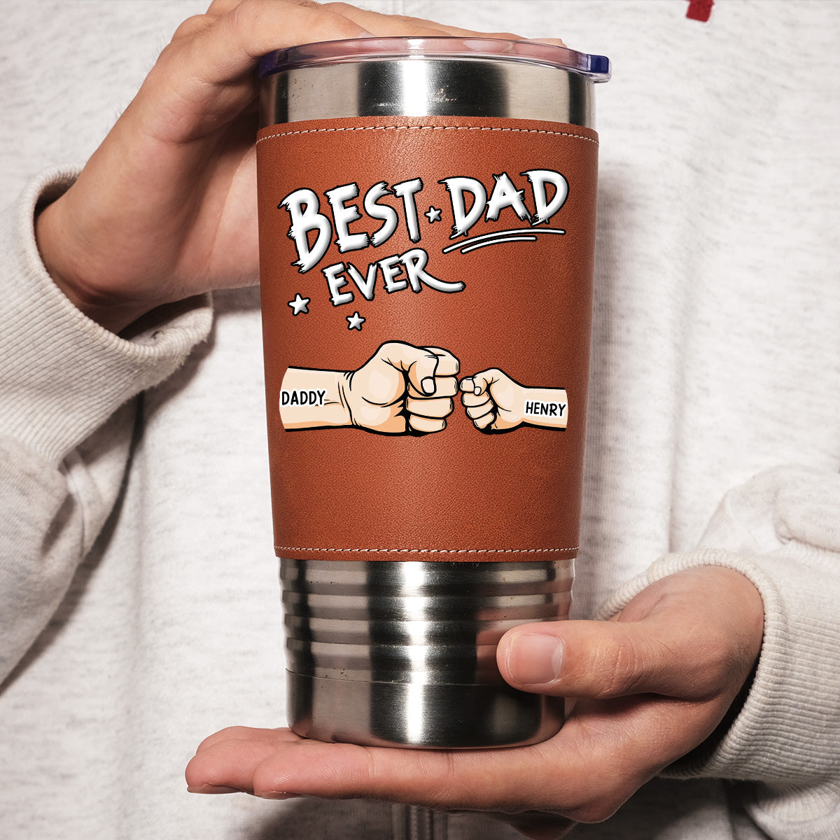 Best Dad - Personalized Custom Leather Tumbler