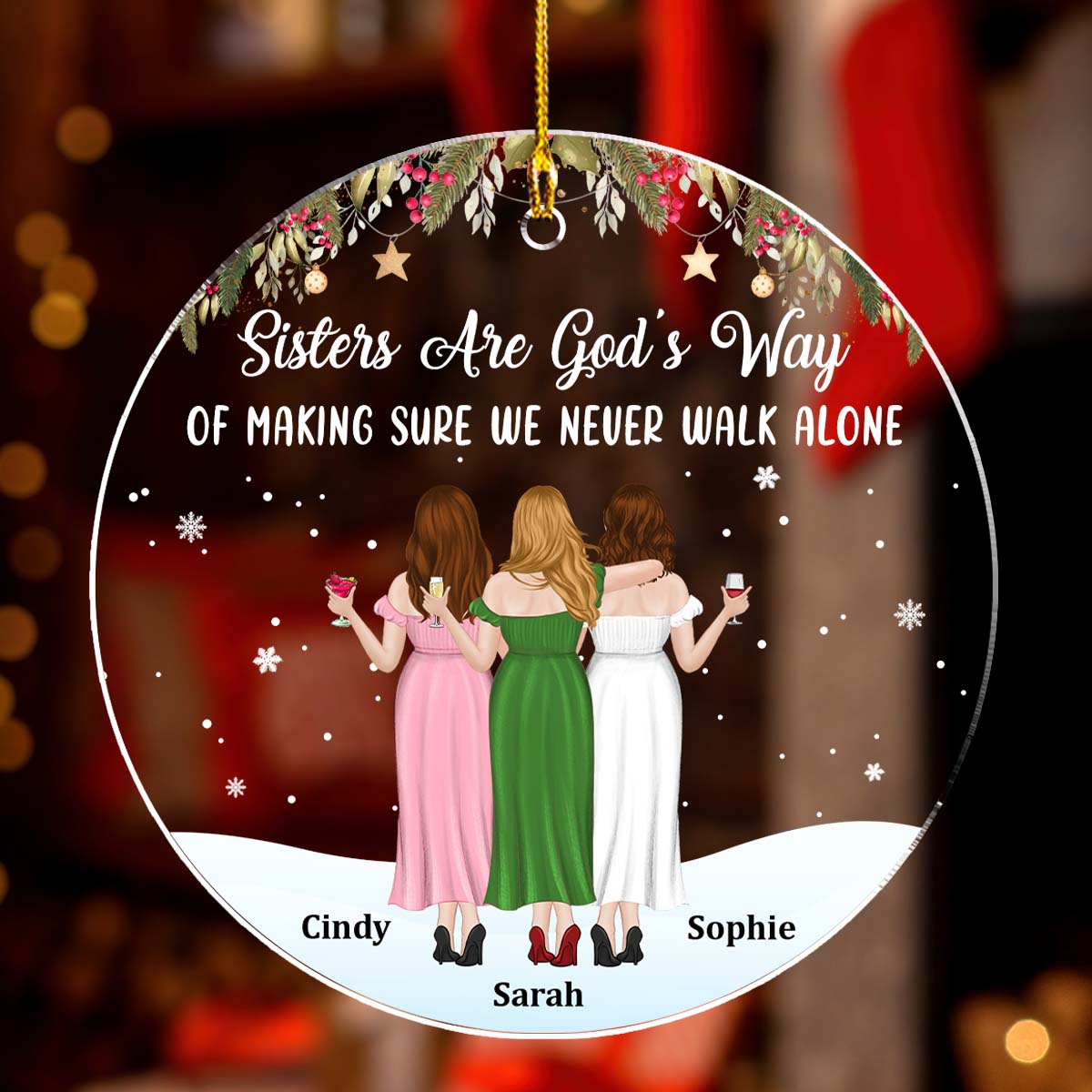 Sister Never Walk Alone - Personalized Custom Acrylic Ornament