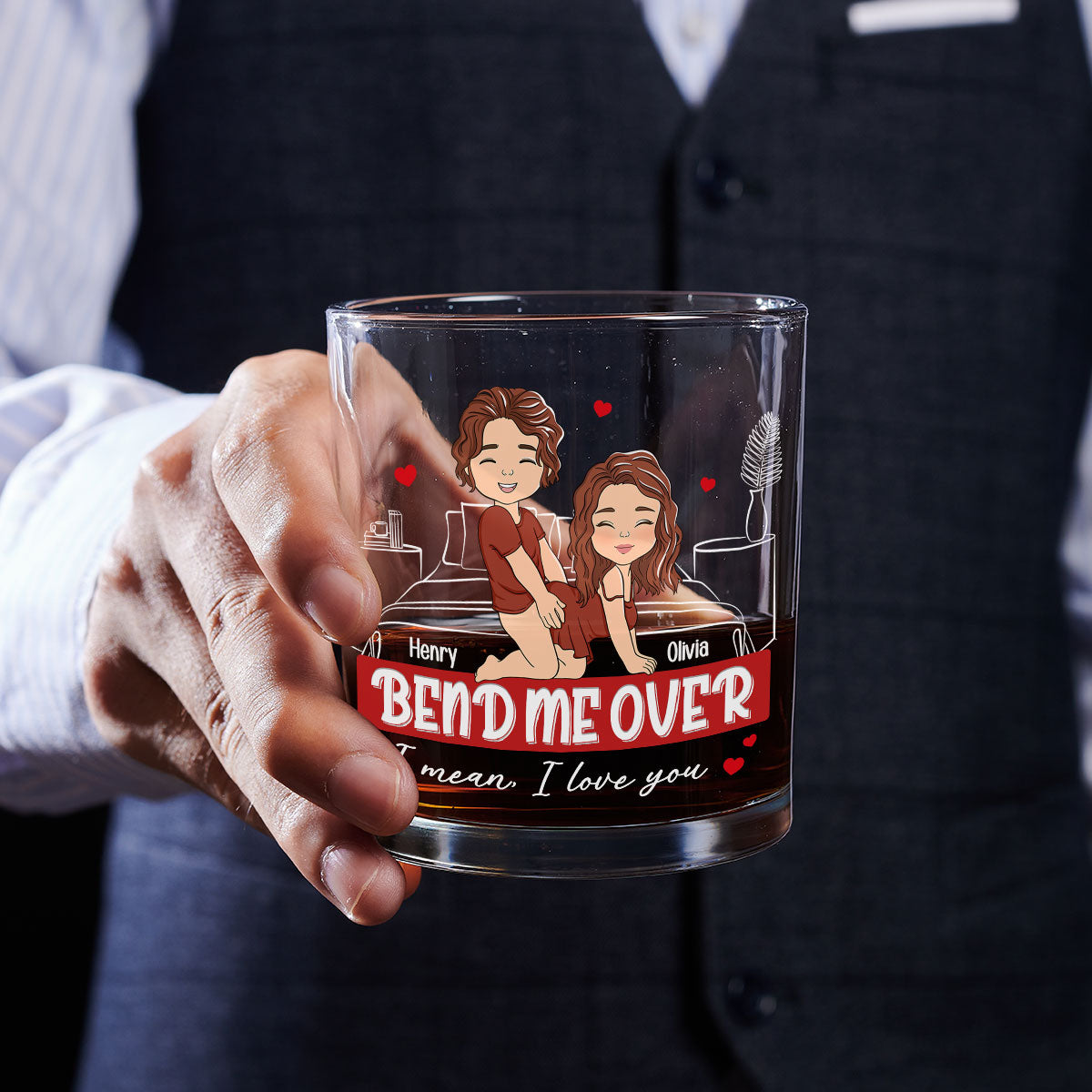 Bend Me Over - Personalized Custom Whiskey Glass
