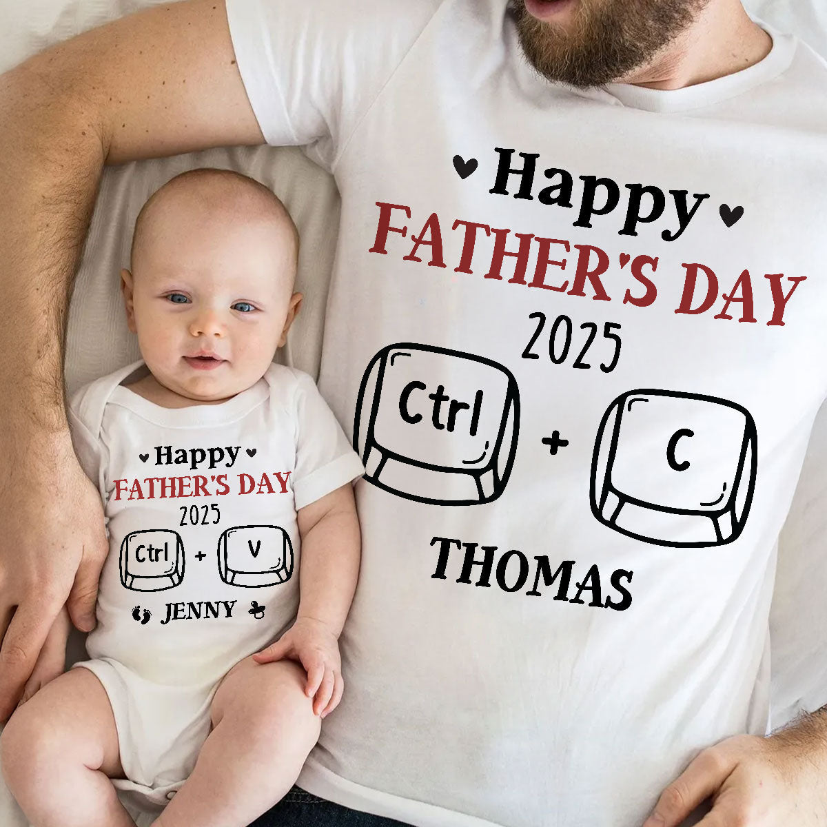 Father And Baby Matching - Personalized Custom T-shirt And Onesie