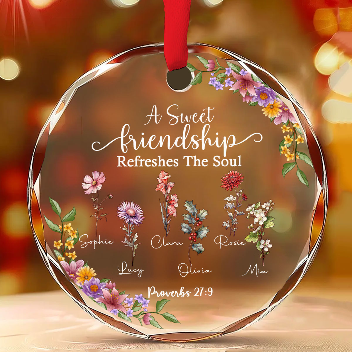 Friendship Refreshes The Soul - Personalized Custom Glass Ornament