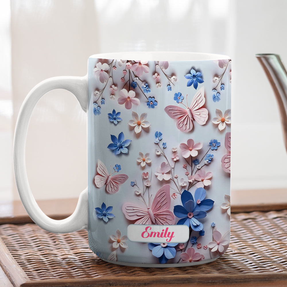 Butterfly With Flower - Personalized Custom 3D Inflated Effect Mug