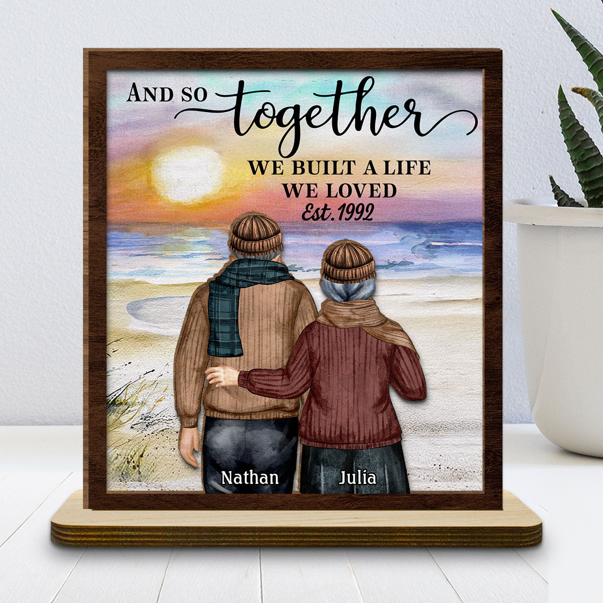 Love Forever - Personalized Custom 2-Layer Wood Plaque With Flat Base