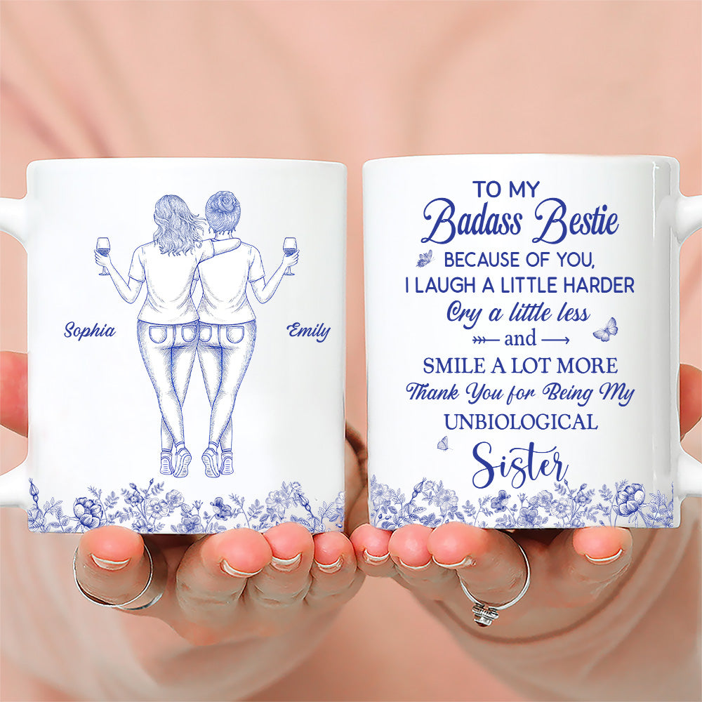 Thank You for Being My Sister Flower Toile Ver 2 - Personalized Custom Coffee Mug