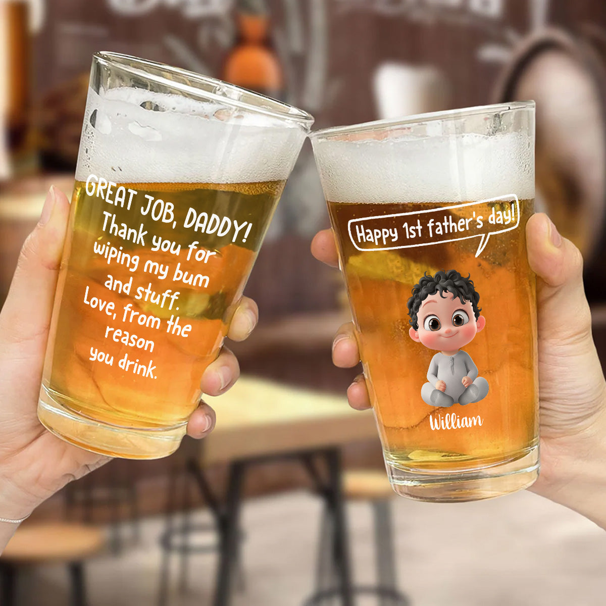 Great Job Daddy - Personalized Custom Beer Glass