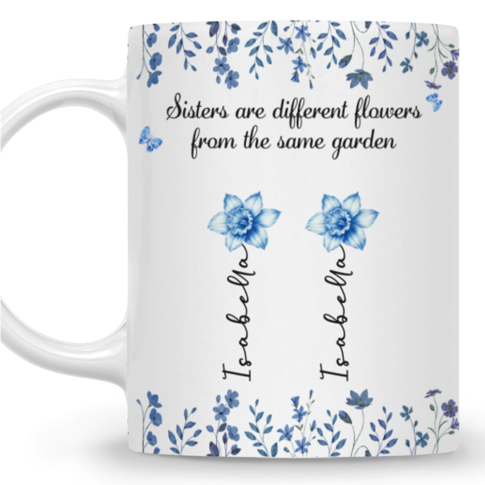 Sisters Are Different Flowers Toile De Jouy Style - Personalized Custom Coffee Mug