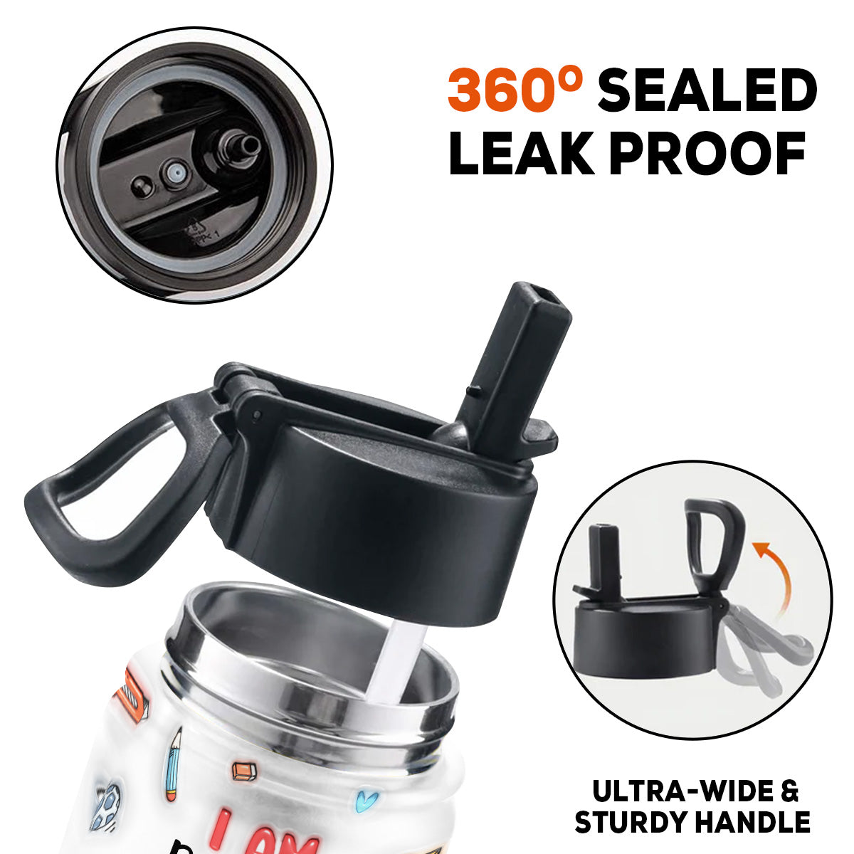 Kind Smart Loved Cartoonize - Personalized Custom 3D Inflated Effect Kids Water Bottle