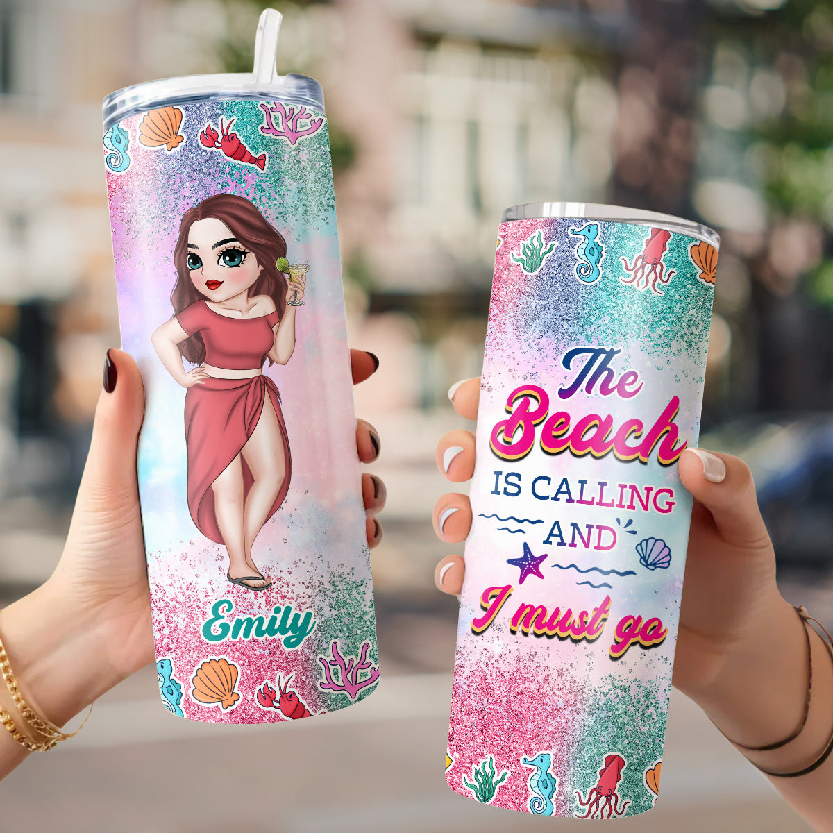 Beach Lover - Personalized Custom Skinny Tumbler