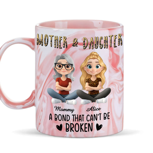 A Bond That Cannot Be Broken Cartoon - Personalized Custom Pink Marble Mug