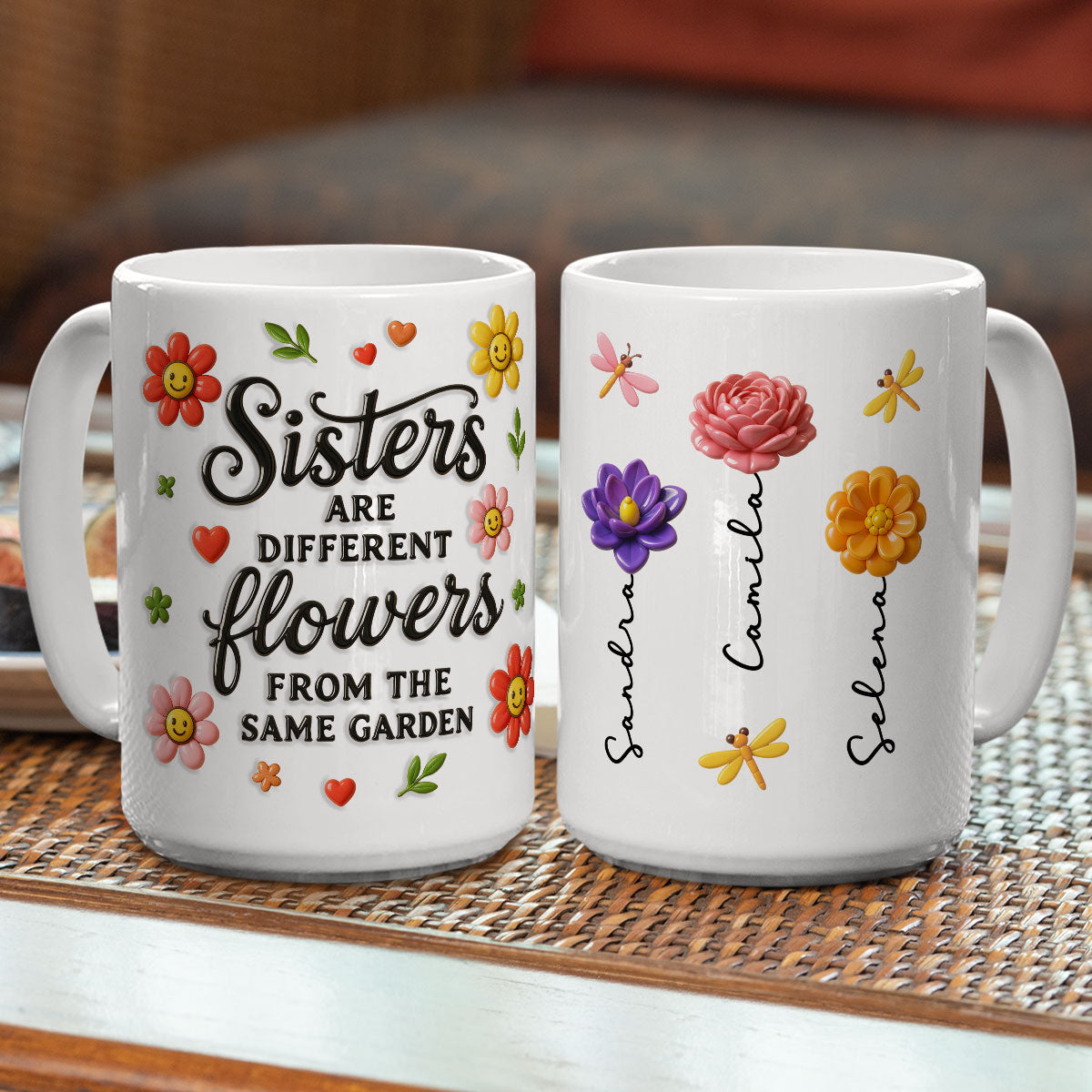 Sisters Bloom With Unique Grace - Personalized Custom 3D Inflated Effect Mug